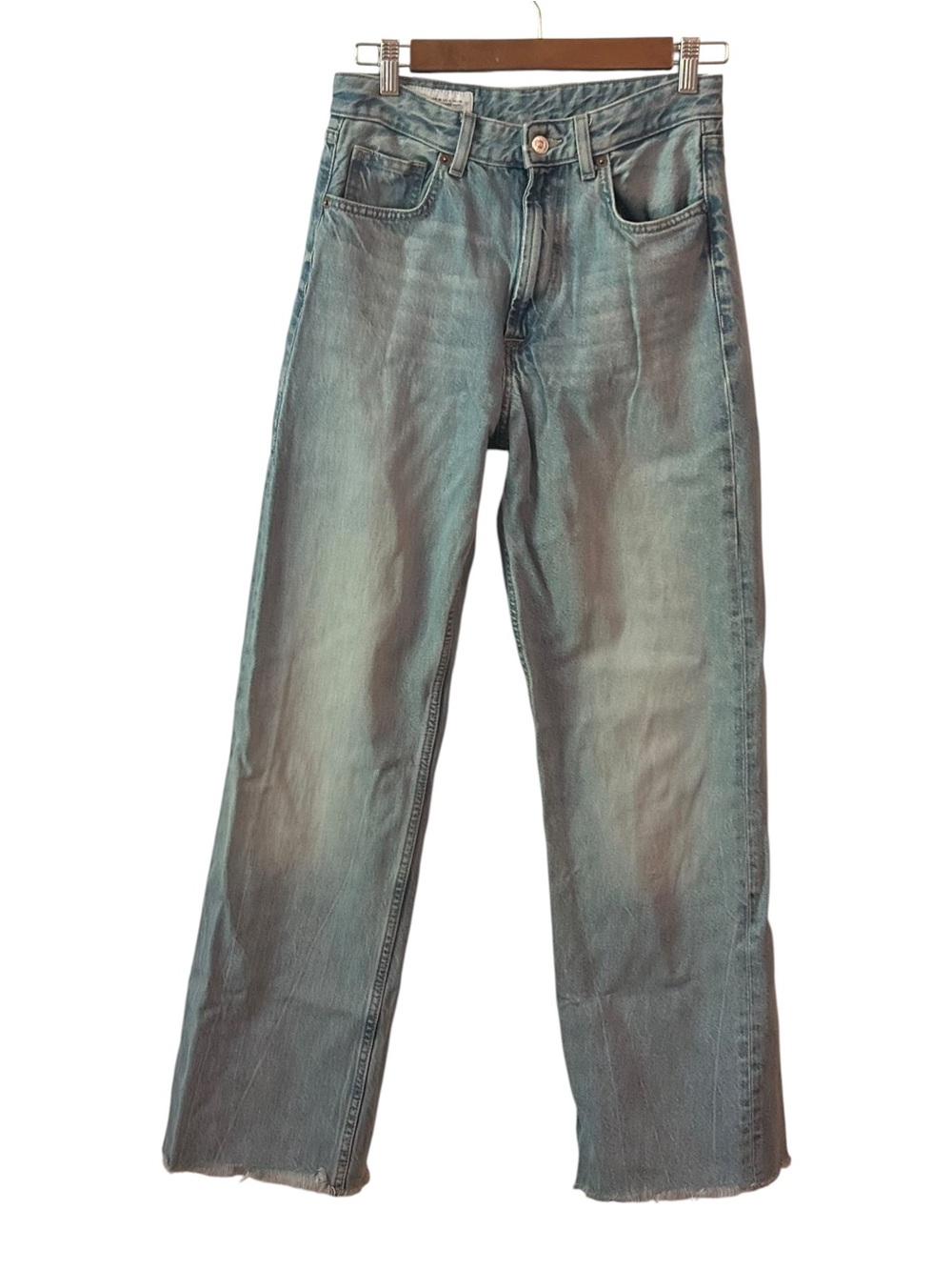 ZARA High Waisted Light Wash Wide Leg Jeans 90s grunge boho 90s Y2K SZ US 6 Blue